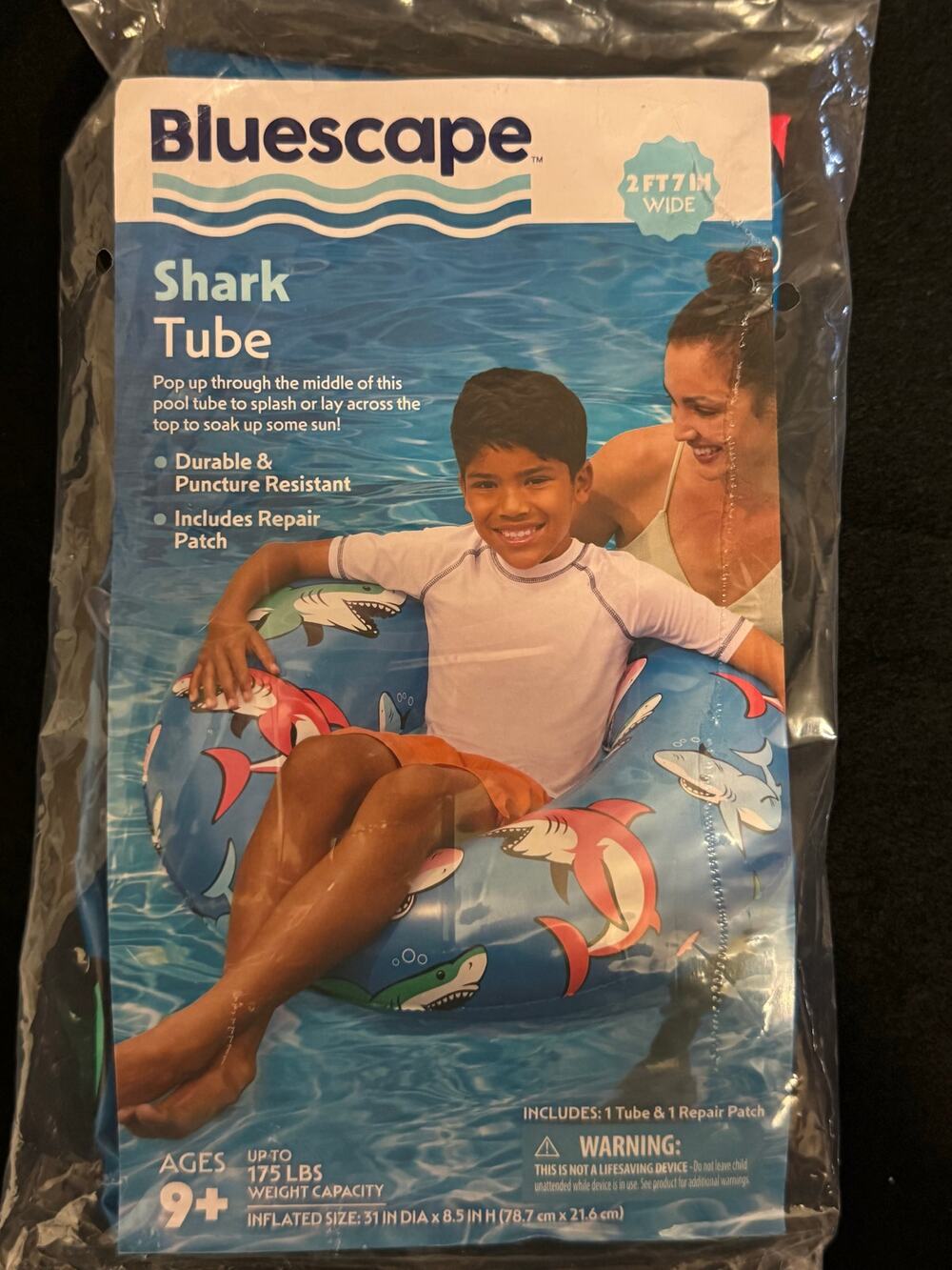 Bluescape Shark Inflatable Swim Tube - Pool Float for Ages 9 & Up New in Bag